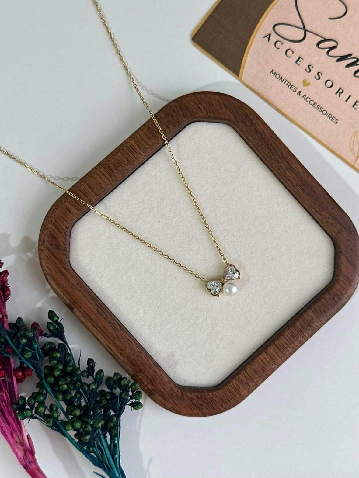 Collier Papillon en Acier Inoxydable avec Pierre