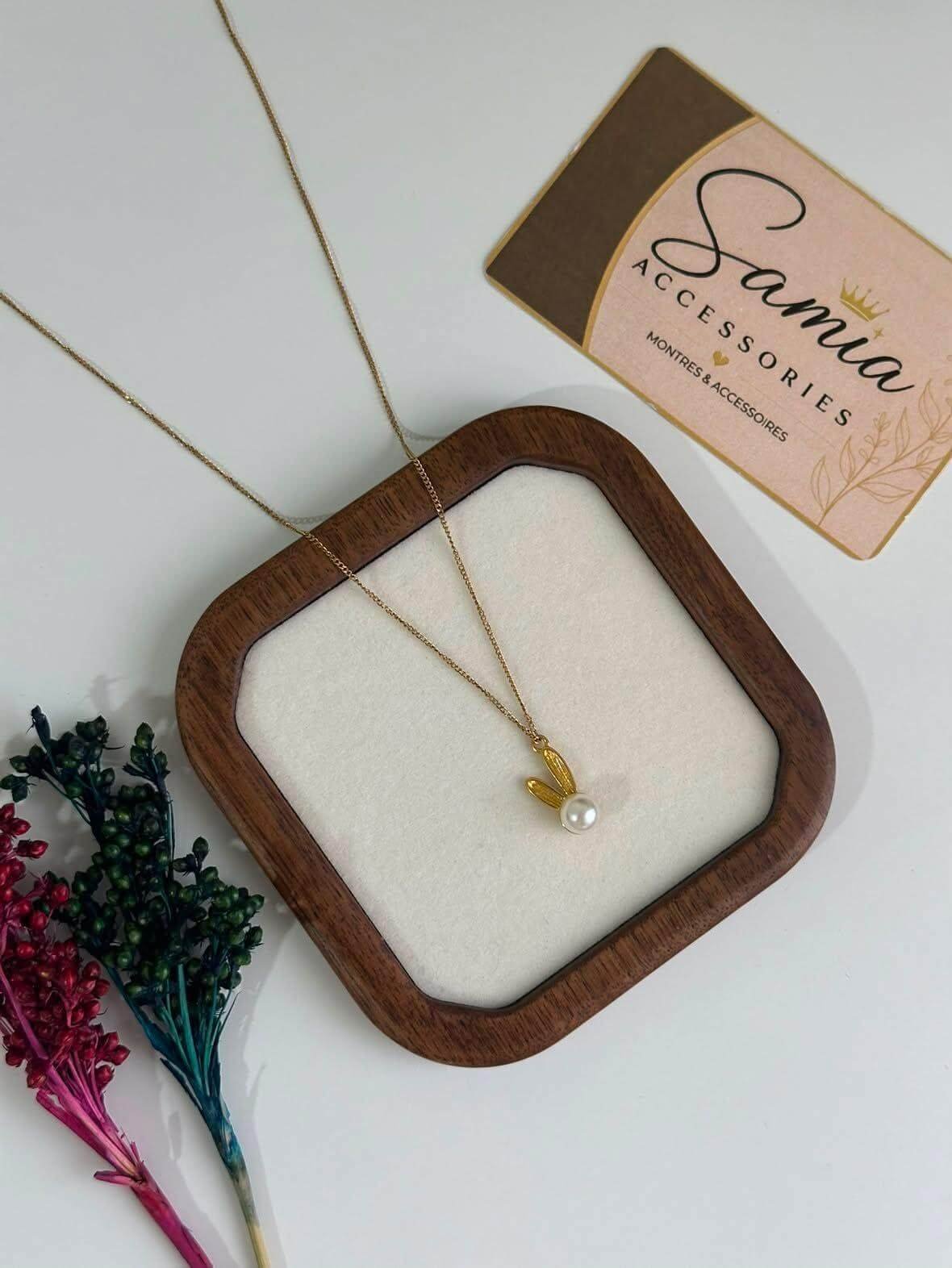 Collier en Acier Inoxydable avec Pierre