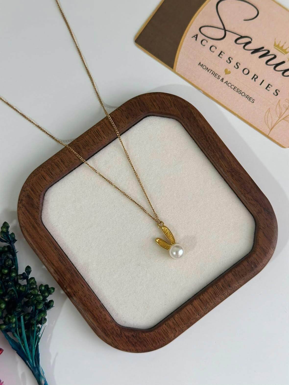 Collier en Acier Inoxydable avec Pierre