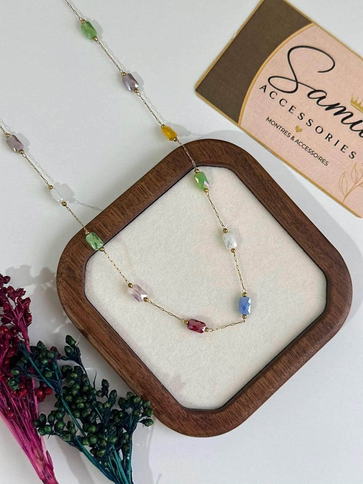 Collier en Acier Inoxydable avec Pierres