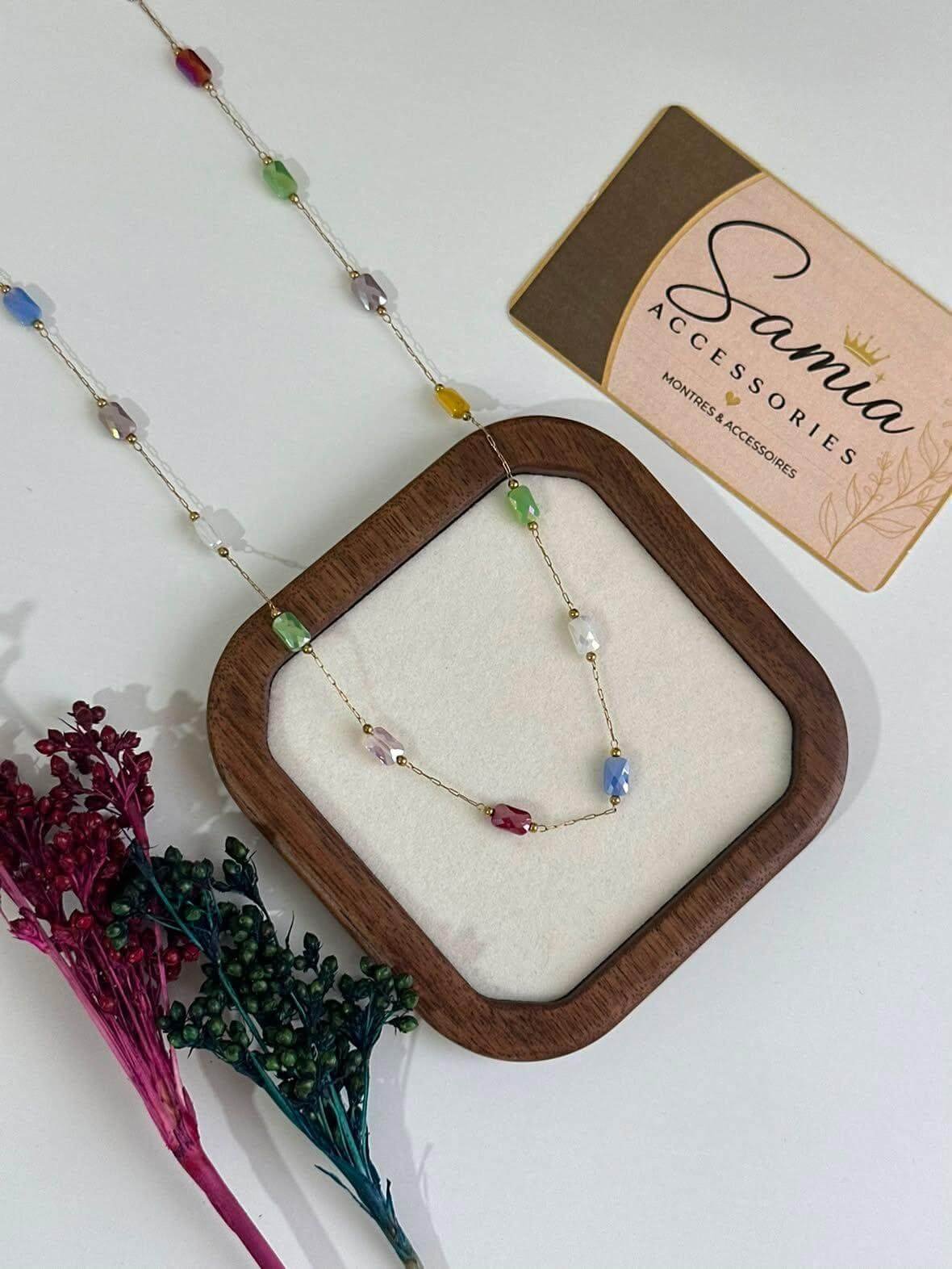 Collier en Acier Inoxydable avec Pierres