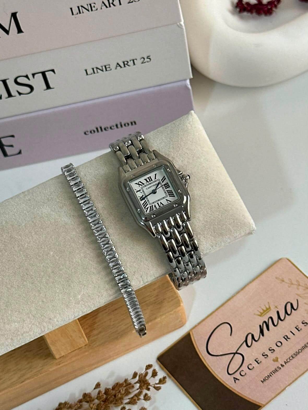 Pack Montre Cartier & Rivière Argentée