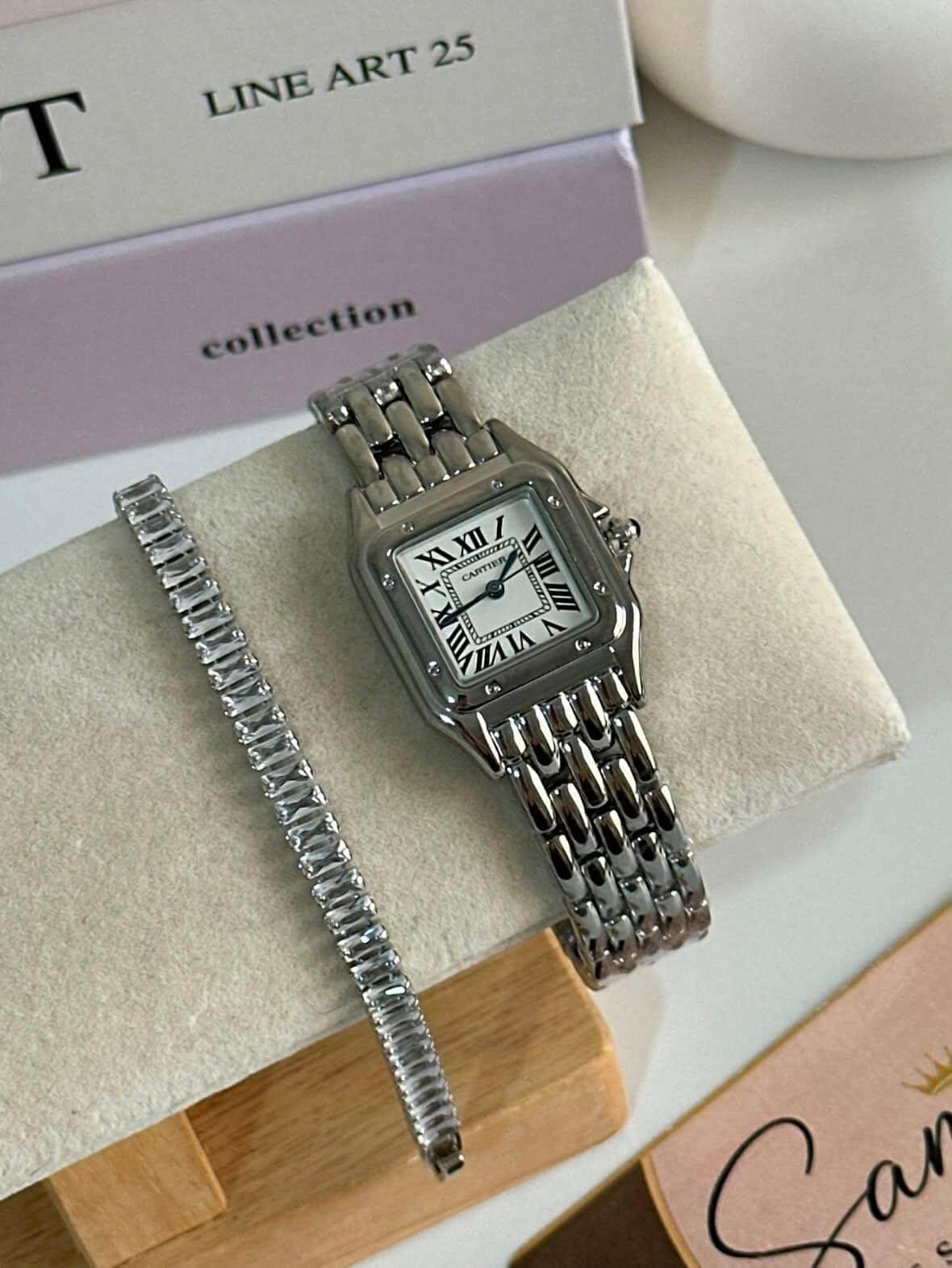 Pack Montre Cartier & Rivière Argentée