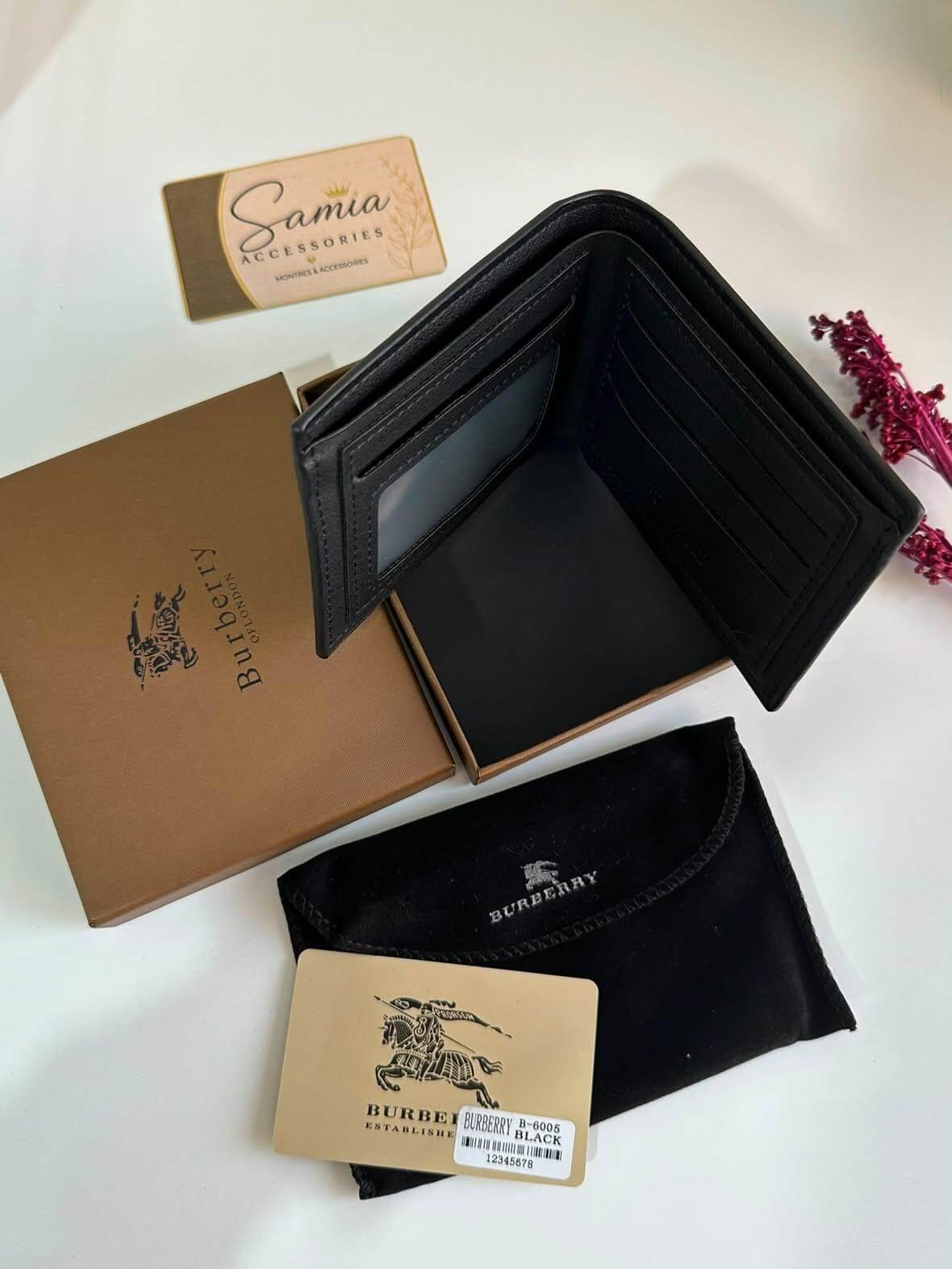 Portefeuille Burberry pour Homme – Motif Check Noir & Gris